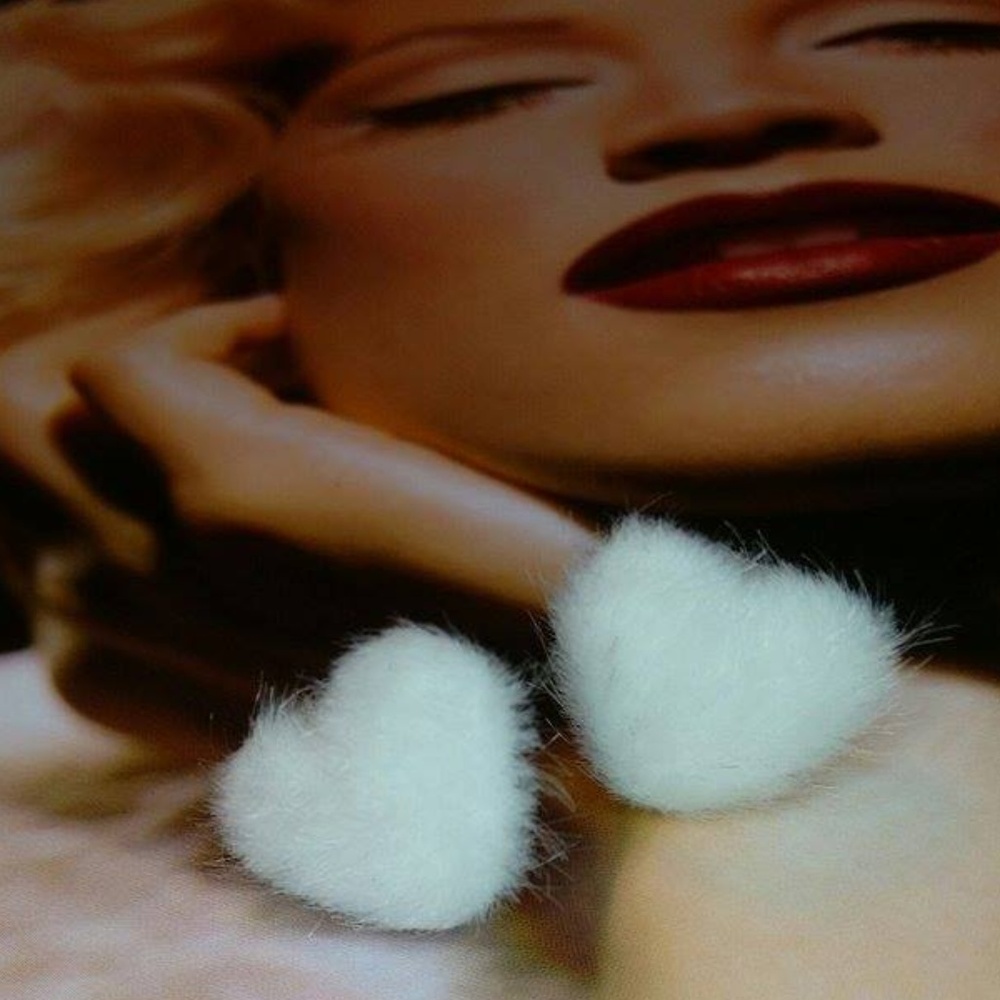 Fuzzy Faux Fur Heart Post Earrings